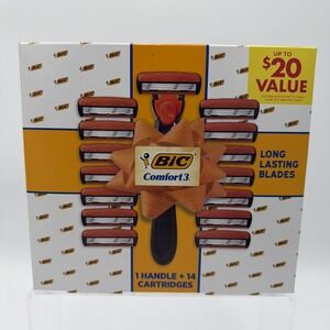 BIC Comfort 3 Refillable Men's 3-Blade Manual Razors, 1 Handle and 14 Cartridges